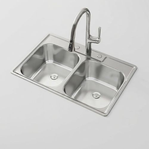 33x22 Drop In Double Bowl 33 Inch 50/50 Topmount Kitchen Sink